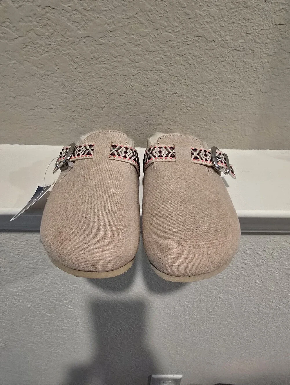 Kids Suede Slip-On Clogs in Light Pink with Decorative Strap